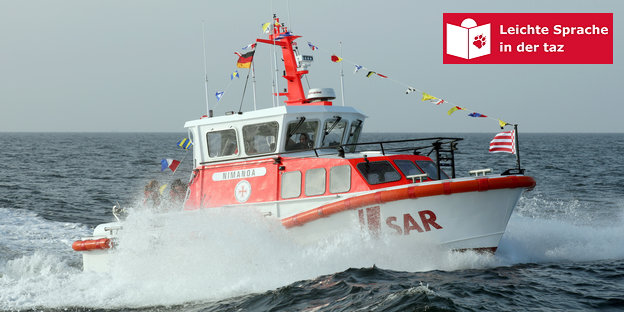 Ein Seenotrettungsboot der Deutschen Gesellschaft zur Rettung Schiffbrüchiger Ein Seenotrettungsboot der Deutschen Gesellschaft zur Rettung Schiffbrüchiger