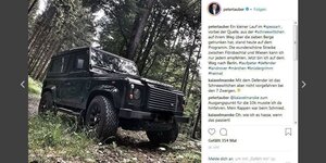 Ein Instagram-Foto des Autos Defender, das Peter Tauber sich nach seiner Erkrankung gekauft hat Ein Instagram-Foto des Autos Defender, das Peter Tauber sich nach seiner Erkrankung gekauft hat