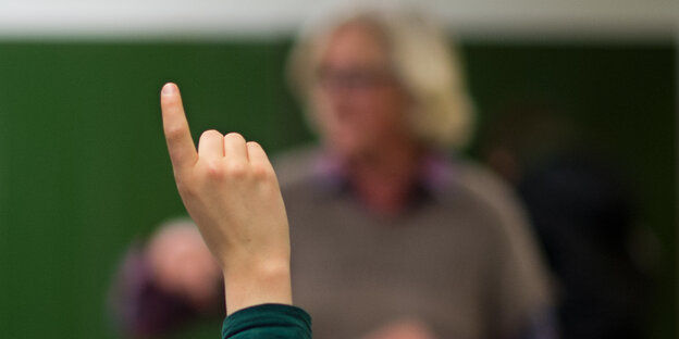 Ein Schüler meldet sich im Unterrricht Ein Schüler meldet sich im Unterrricht