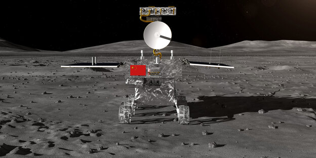Eine Weltraumsonde steht auf dem Mars Eine Weltraumsonde steht auf dem Mars