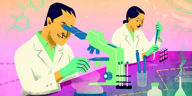 Graphische Darstellung: Wissenschaftler im Labor Graphische Darstellung: Wissenschaftler im Labor