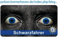 Das Gesicht eines schwarzen Mannes. Darunter steht das Wort "Schwarzfahrer".