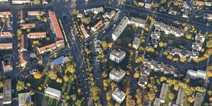 Luftaufnahme von Wohnhäusern in Augsburg