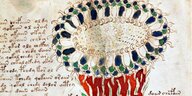 Ausschnitt von einer Seite des Voynich-Manuskriptes