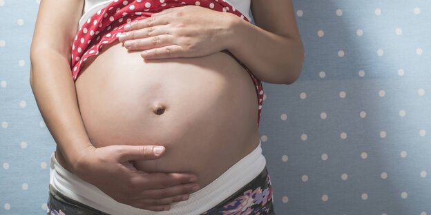 Der nackte Bauch einer Schwangeren. Der nackte Bauch einer Schwangeren.