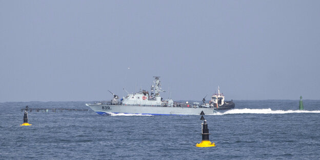 Ein israelisches Marineschiff im Mittelmeer. Ein israelisches Marineschiff im Mittelmeer.