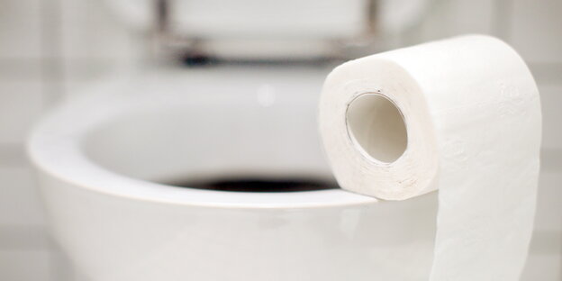 Toilette mit Klopapier Toilette mit Klopapier