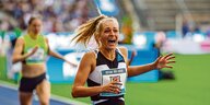 Luna Thiel bei einem 400-Meter-Lauf 2022 im Berliner Olympiastadion