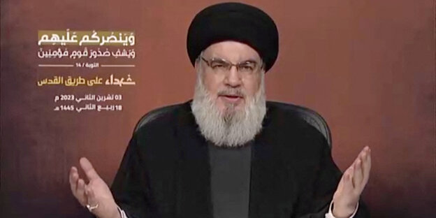 Hisbollah-Chef Nasrallah bei seiner Fernsehansprache