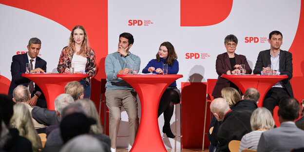 Das Foto zeigt die drei Bewerberduo für den SPD-Landesvorsitz