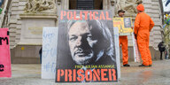 Demonstrierende versammeln sich um Julian Assange am fünften Jahrestag seiner Inhaftierung im Belmarsh-Gefängnis zu unterstützen.