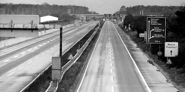 Een leere Autobahn in 1973