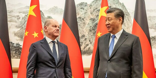 Bundeskanzler Scholz und Präsident Xi.