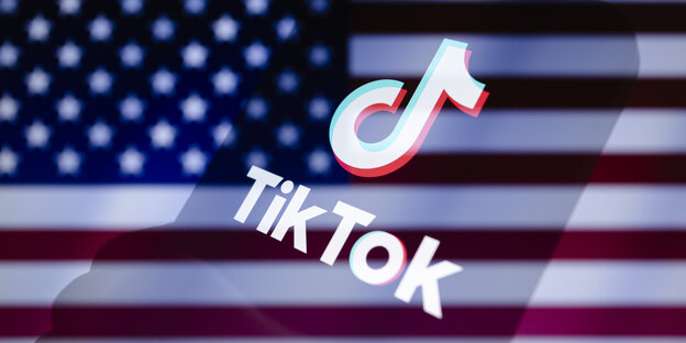US-Flagge und Tiktok-Logo verschmolzen miteinander