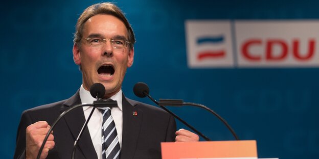 CDU-Politiker Ingbert Liebing hält eine Rede CDU-Politiker Ingbert Liebing hält eine Rede