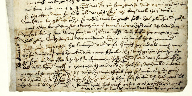 Brief von Dürer, in den er ein Grinsegesicht gekritzelt hat Brief von Dürer, in den er ein Grinsegesicht gekritzelt hat