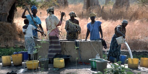 Frauen in Gambia an der Wasserstelle. Frauen in Gambia an der Wasserstelle.